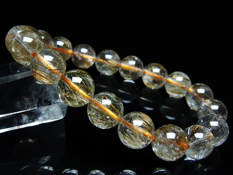 ルチルクォーツ ブレスレット キャッツアイ 10mm 一点物 メール便可 [M便 1/10] 111-45840