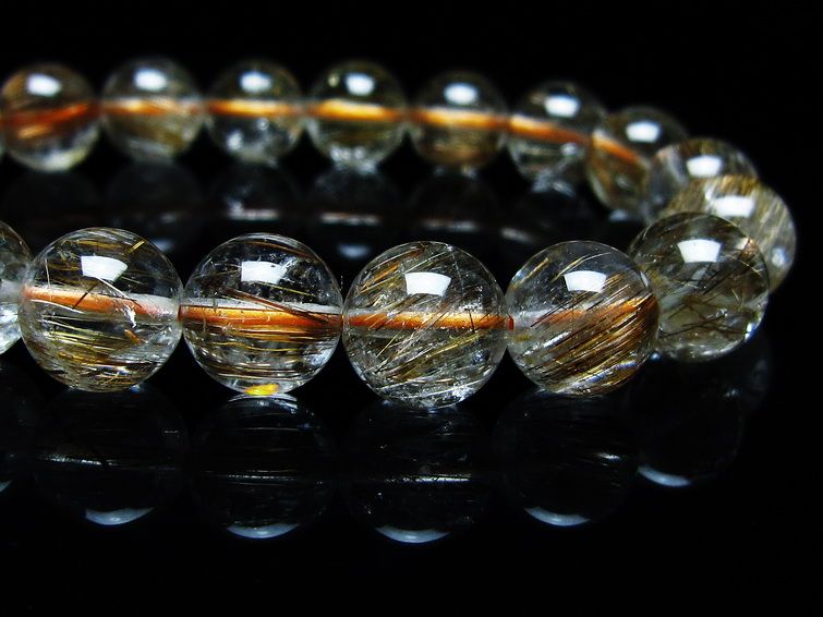ルチルクォーツ ブレスレット キャッツアイ 10mm 一点物 メール便可 [M便 1/10] 111-45840