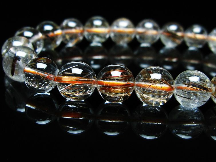 ルチルクォーツ ブレスレット キャッツアイ 8mm 一点物 メール便可 [M便 1/10] 111-45842