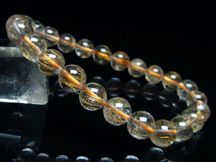 ルチルクォーツ ブレスレット キャッツアイ 8mm 一点物 メール便可 [M便 1/10] 111-45843