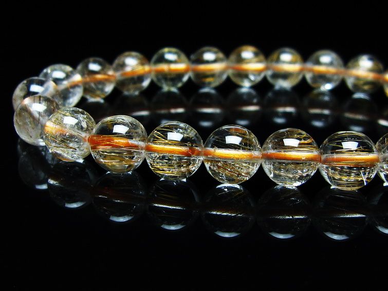 ルチルクォーツ ブレスレット キャッツアイ 8mm 一点物 メール便可 [M便 1/10] 111-45843