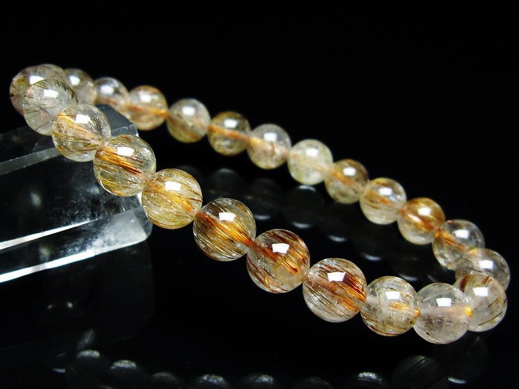 ルチルクォーツ ブレスレット キャッツアイ 8mm 一点物 メール便可 [M便 1/10] 111-45849