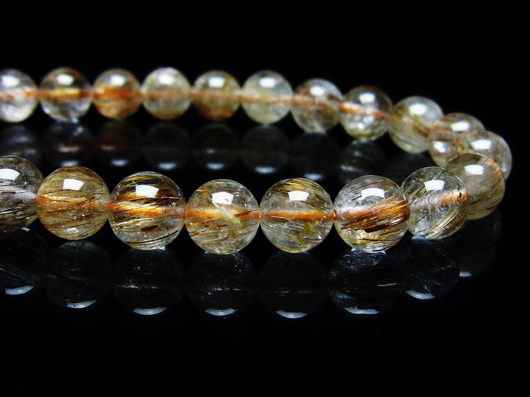 ルチルクォーツ ブレスレット キャッツアイ 8mm 一点物 メール便可 [M便 1/10] 111-45849