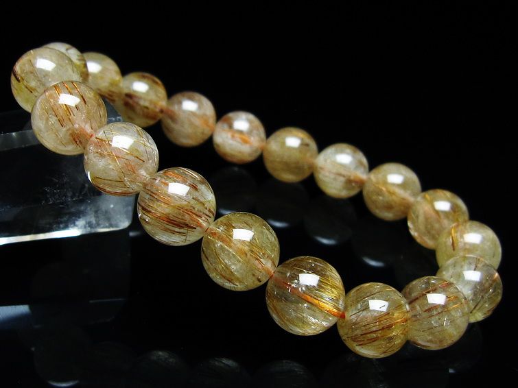 ルチルクォーツ ブレスレット キャッツアイ 10mm 一点物 メール便可 [M便 1/10] 111-45855