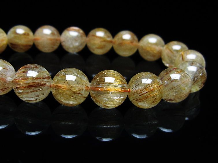 ルチルクォーツ ブレスレット キャッツアイ 10mm 一点物 メール便可 [M便 1/10] 111-45855