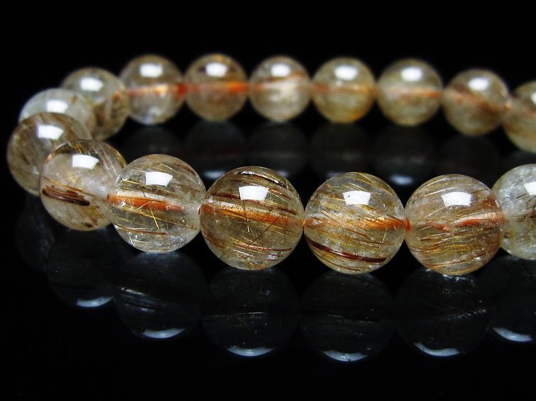 ルチルクォーツ ブレスレット キャッツアイ 11mm 一点物 メール便可 [M便 1/10] 111-45856