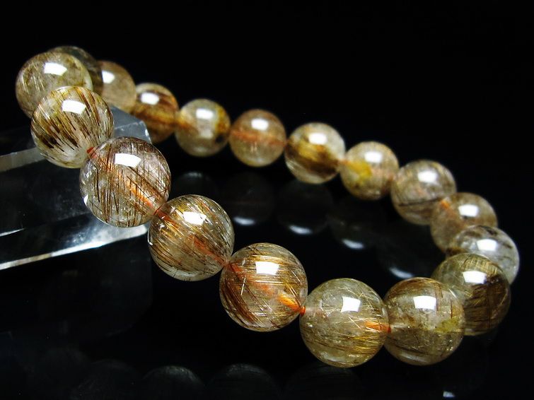 ルチルクォーツ ブレスレット キャッツアイ 11mm 一点物 メール便可 [M便 1/10] 111-45857