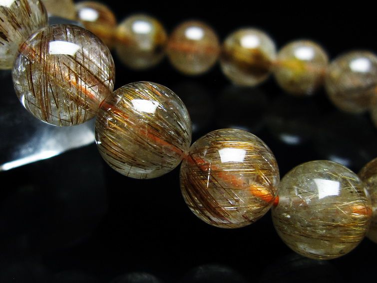 ルチルクォーツ ブレスレット キャッツアイ 11mm 一点物 メール便可 [M便 1/10] 111-45857