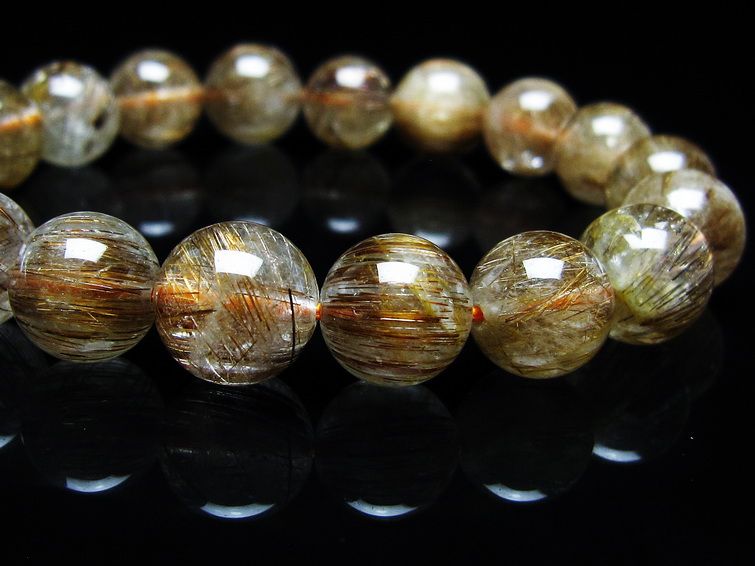 ルチルクォーツ ブレスレット キャッツアイ 11mm 一点物 メール便可 [M便 1/10] 111-45857