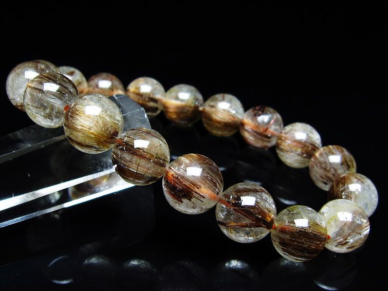 ルチルクォーツ ブレスレット キャッツアイ 11mm 一点物 メール便可 [M便 1/10] 111-45858