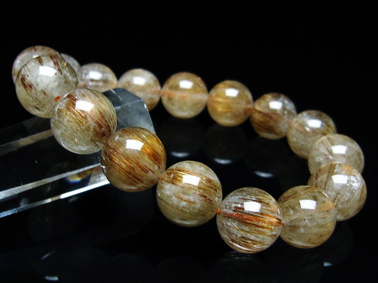 ルチルクォーツ ブレスレット キャッツアイ 13mm 一点物 メール便可 [M便 1/10] 111-45859
