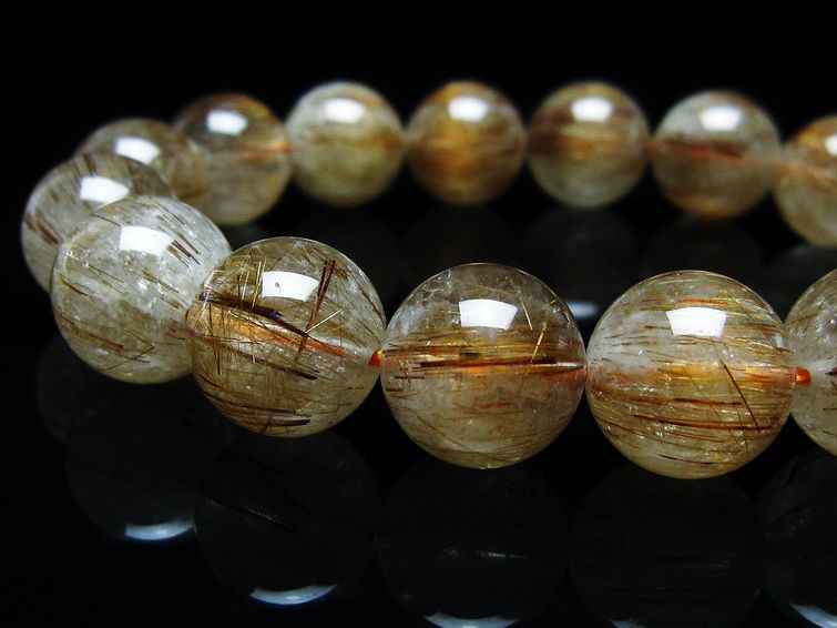 ルチルクォーツ ブレスレット キャッツアイ 13mm 一点物 メール便可 [M便 1/10] 111-45859