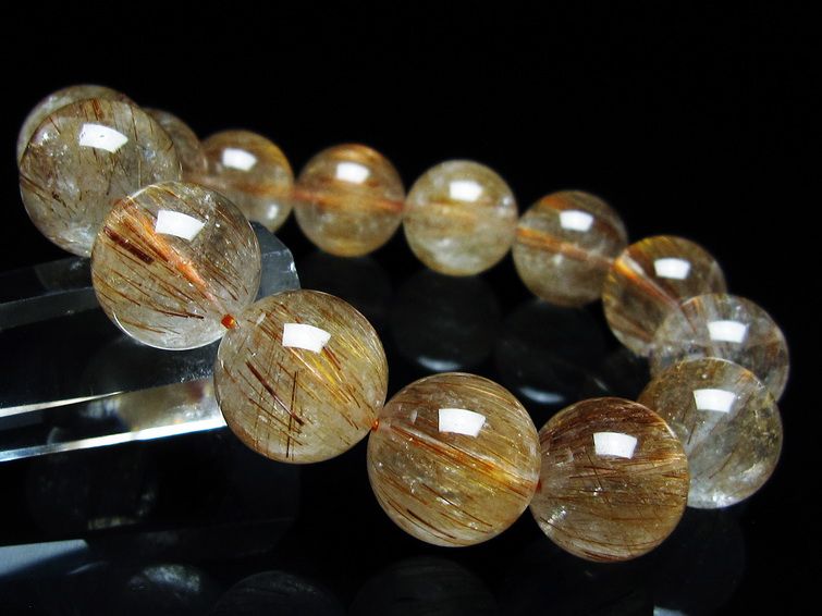 ルチルクォーツ ブレスレット キャッツアイ 15mm 一点物 メール便可 [M便 1/10] 111-45861
