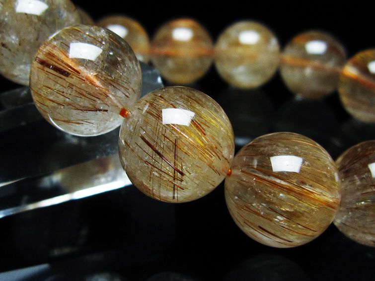 ルチルクォーツ ブレスレット キャッツアイ 15mm 一点物 メール便可 [M便 1/10] 111-45861