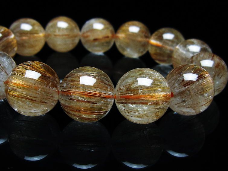 ルチルクォーツ ブレスレット キャッツアイ 15mm 一点物 メール便可 [M便 1/10] 111-45861