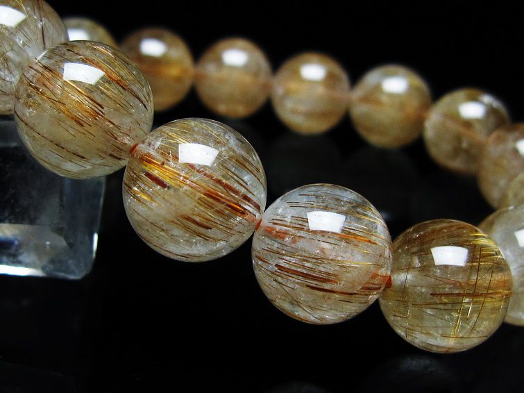 ルチルクォーツ ブレスレット キャッツアイ 14mm 一点物 メール便可 [M便 1/10] 111-45862