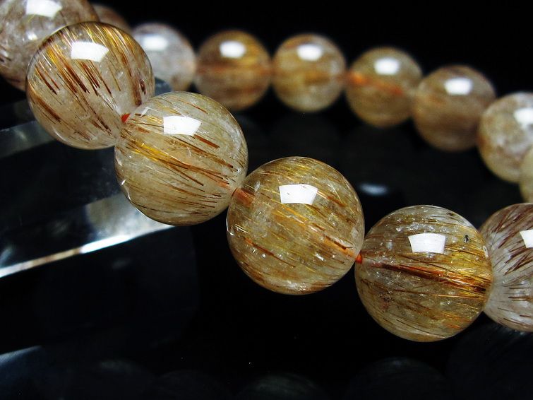 キャッツアイルチルクォーツ ブレスレット 14mm ルチルクォーツ ブレス 一点物 メール便可 [M便 1/10] 111-45863
