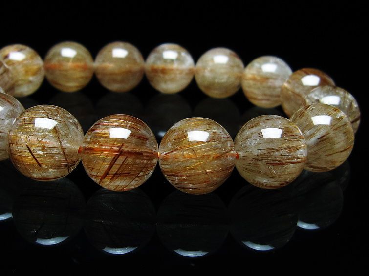 キャッツアイルチルクォーツ ブレスレット 14mm ルチルクォーツ ブレス 一点物 メール便可 [M便 1/10] 111-45863