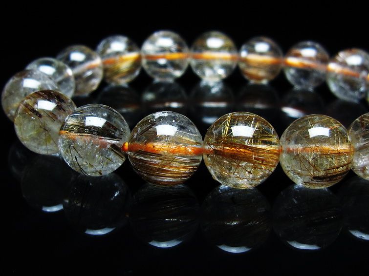 ルチルクォーツ ブレスレット キャッツアイ 11mm 一点物 メール便可 [M便 1/10] 111-45865