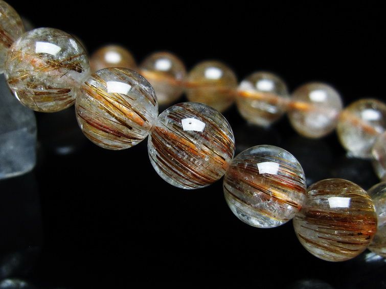 ルチルクォーツ ブレスレット キャッツアイ 10mm 一点物 メール便可 [M便 1/10] 111-45868