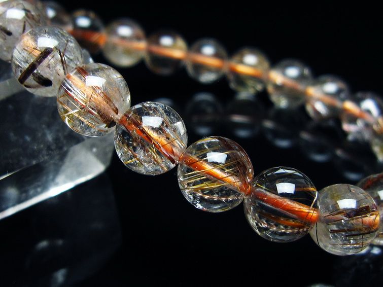 ルチルクォーツ ブレスレット キャッツアイ 8mm 一点物 メール便可 [M便 1/10] 111-45871