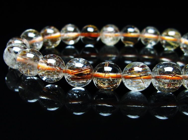 ルチルクォーツ ブレスレット キャッツアイ 8mm 一点物 メール便可 [M便 1/10] 111-45871