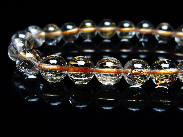 ルチルクォーツ ブレスレット キャッツアイ 8mm 一点物 メール便可 [M便 1/10] 111-45872