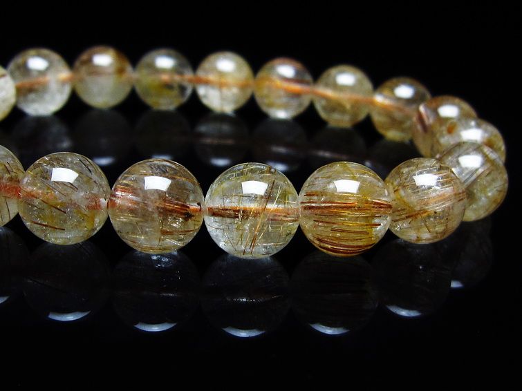 ルチルクォーツ ブレスレット キャッツアイ 10mm 一点物 メール便可 [M便 1/10] 111-45876