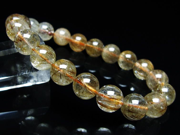 ルチルクォーツ ブレスレット キャッツアイ 10mm 一点物 メール便可 [M便 1/10] 111-45877