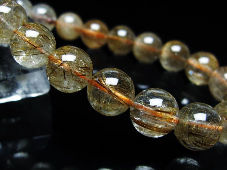 ルチルクォーツ ブレスレット キャッツアイ 10mm 一点物 メール便可 [M便 1/10] 111-45877