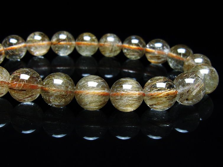 ルチルクォーツ ブレスレット キャッツアイ 10mm 一点物 メール便可 [M便 1/10] 111-45877