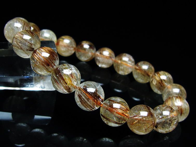 ルチルクォーツ ブレスレット キャッツアイ 11mm 一点物 メール便可 [M便 1/10] 111-45878