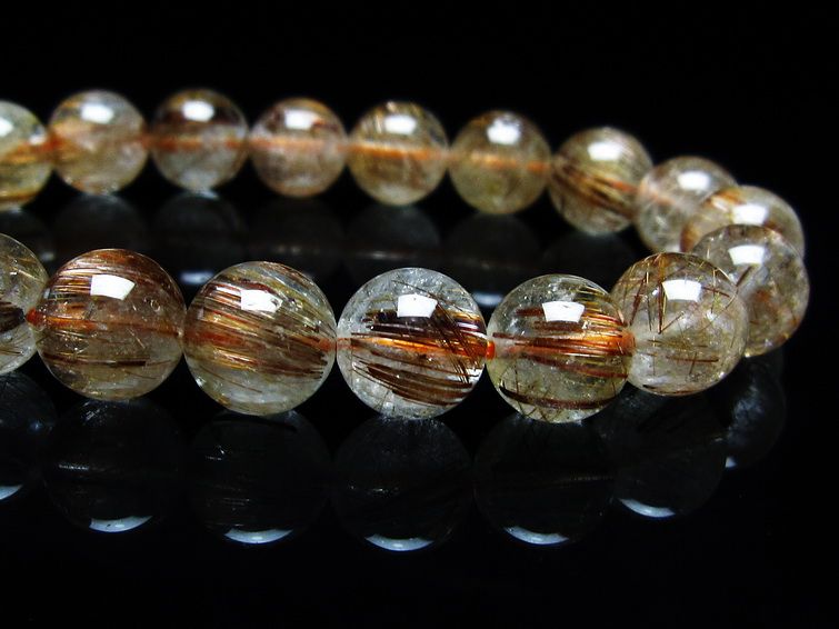 ルチルクォーツ ブレスレット キャッツアイ 11mm 一点物 メール便可 [M便 1/10] 111-45878