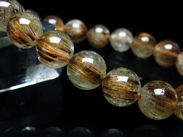 ルチルクォーツ ブレスレット キャッツアイ 11mm 一点物 メール便可 [M便 1/10] 111-45879