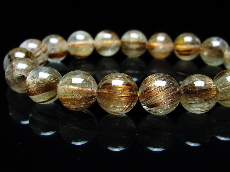 ルチルクォーツ ブレスレット キャッツアイ 11mm 一点物 メール便可 [M便 1/10] 111-45879