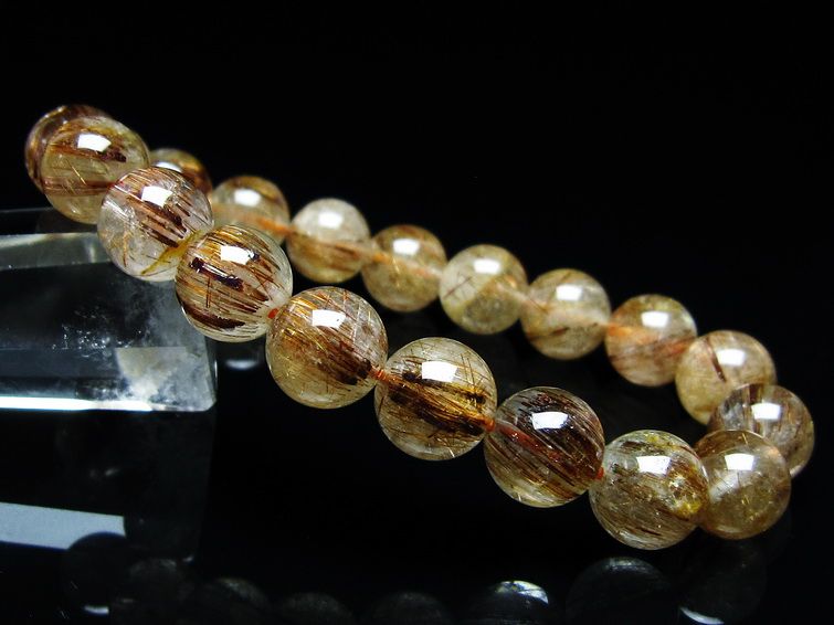 ルチルクォーツ ブレスレット キャッツアイ 10mm 一点物 メール便可 [M便 1/10] 111-45881