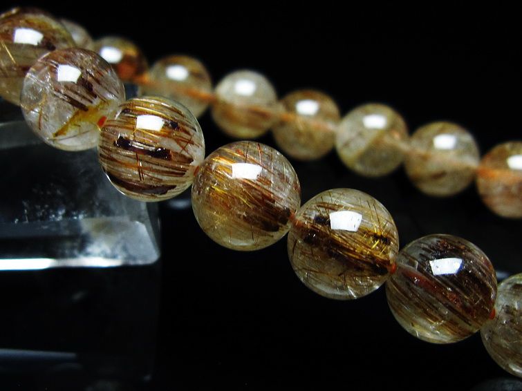 ルチルクォーツ ブレスレット キャッツアイ 10mm 一点物 メール便可 [M便 1/10] 111-45881