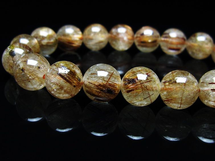 ルチルクォーツ ブレスレット キャッツアイ 10mm 一点物 メール便可 [M便 1/10] 111-45881