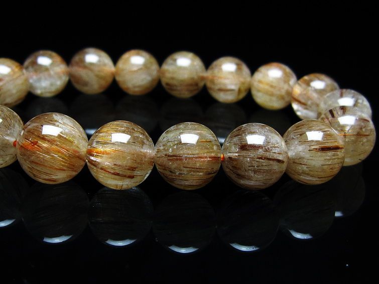 ルチルクォーツ ブレスレット キャッツアイ 11mm 一点物 メール便可 [M便 1/10] 111-45882