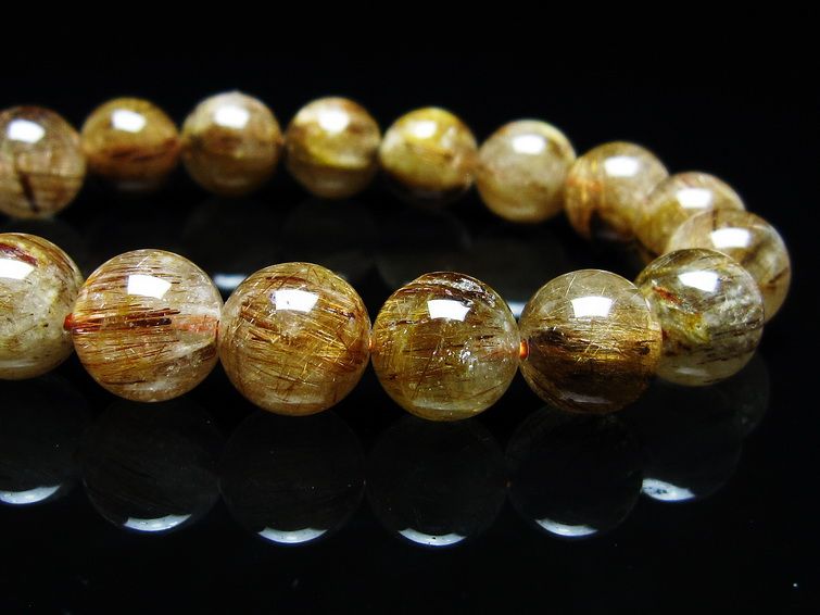 ルチルクォーツ ブレスレット キャッツアイ 11mm 一点物 メール便可 [M便 1/10] 111-45883
