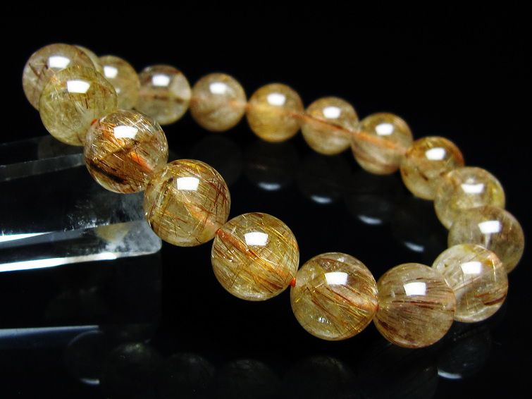 ルチルクォーツ ブレスレット キャッツアイ 12mm 一点物 メール便可 [M便 1/10] 111-45884