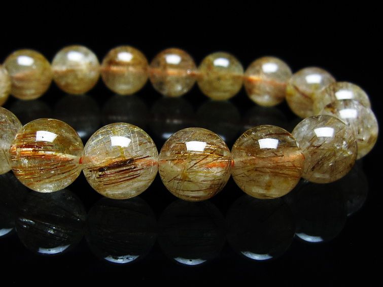 ルチルクォーツ ブレスレット キャッツアイ 12mm 一点物 メール便可 [M便 1/10] 111-45884