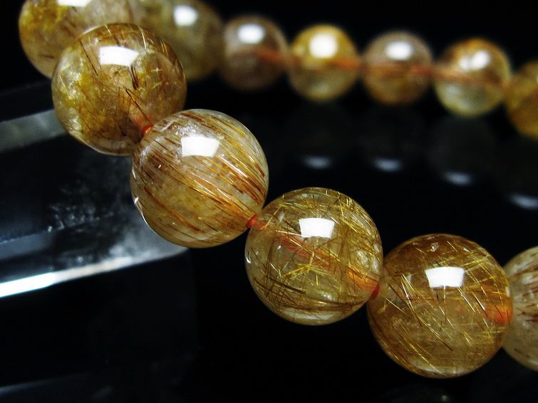 ルチルクォーツ ブレスレット キャッツアイ 11mm 一点物 メール便可 [M便 1/10] 111-45893