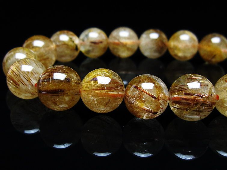 ルチルクォーツ ブレスレット キャッツアイ 11mm 一点物 メール便可 [M便 1/10] 111-45893