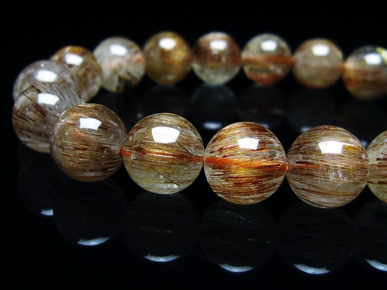 ルチルクォーツ ブレスレット キャッツアイ 11mm 一点物 メール便可 [M便 1/10] 111-45895