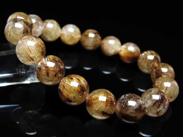 ルチルクォーツ ブレスレット キャッツアイ 13mm 一点物 メール便可 [M便 1/10] 111-45897