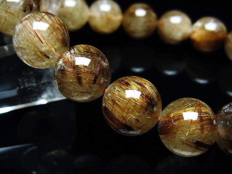 ルチルクォーツ ブレスレット キャッツアイ 13mm 一点物 メール便可 [M便 1/10] 111-45897