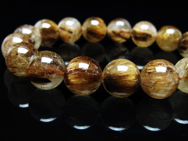 ルチルクォーツ ブレスレット キャッツアイ 13mm 一点物 メール便可 [M便 1/10] 111-45897