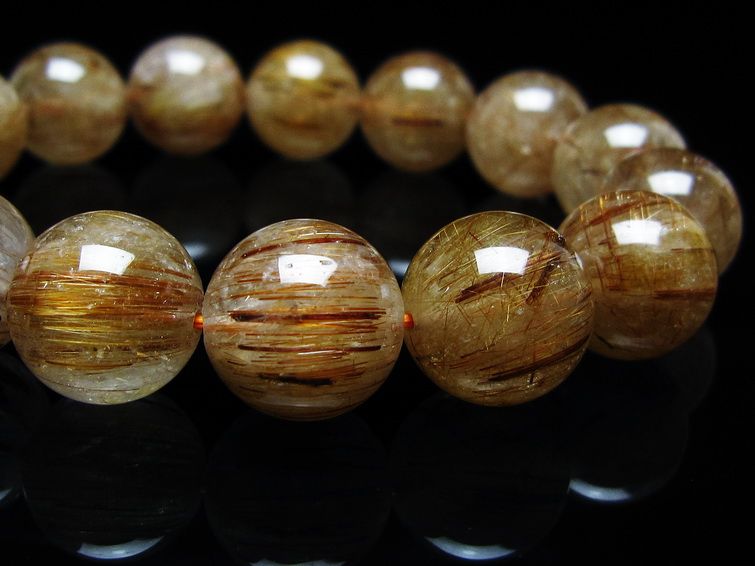ルチルクォーツ ブレスレット キャッツアイ 14mm 一点物 メール便可 [M便 1/10] 111-45899