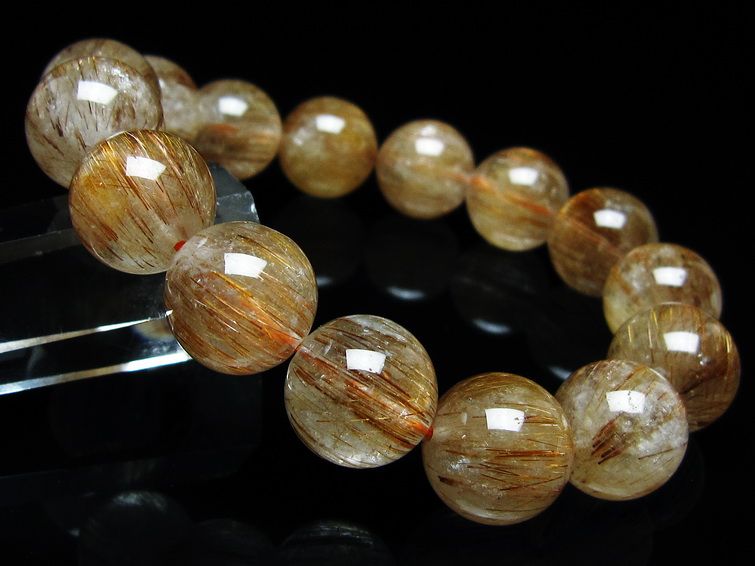 ルチルクォーツ ブレスレット キャッツアイ 14mm 一点物 メール便可 [M便 1/10] 111-45900